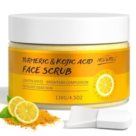 Gommage Visage à lAcide Kojique et au Curcuma, Exfoliant Visage Éclaircissant Avec Vitamine C, Doux Élimine Peaux Mortes, Am