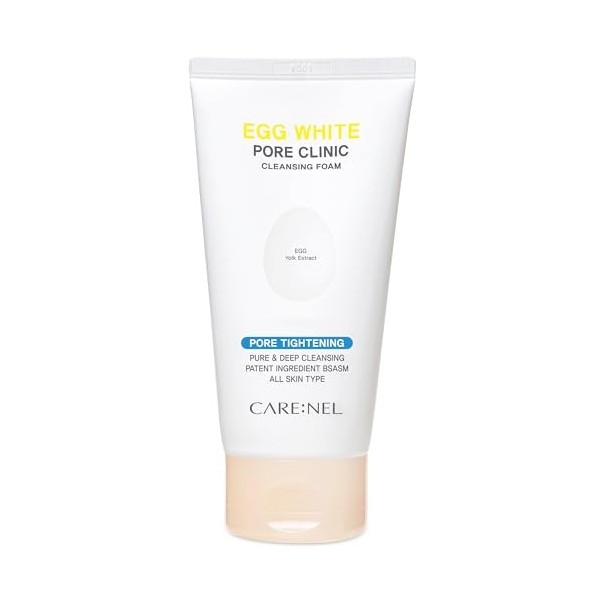 Egg White Pore Clinic - Mousse nettoyante pour le visage - 150 ml - Nettoyant pour le lavage quotidien du visage - Crème hydr