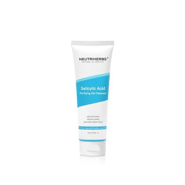 Neutriherbs Nettoyant en gel à lacide salicylique - Contrôle de lacné - Pour le visage - Pores non bloqués - Élimine les po