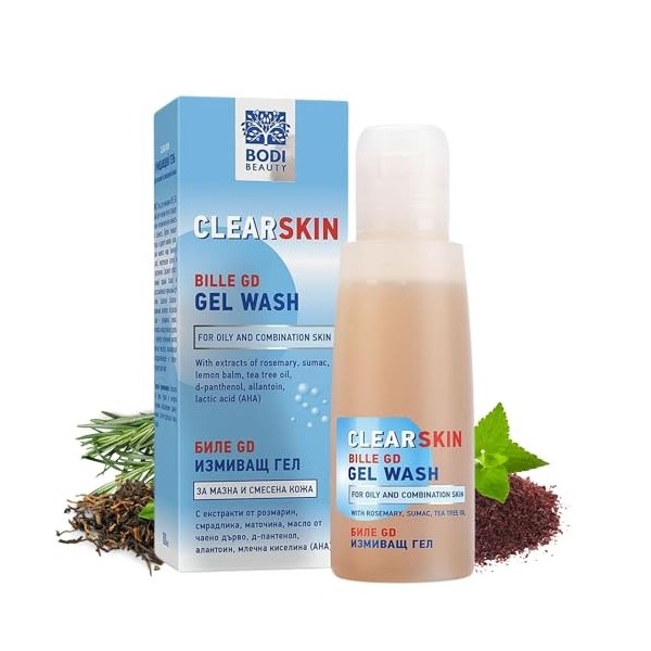 BODI BEAUTY GD Clear Skin Gel nettoyant – Mousse douce, nettoyage en profondeur des pores, pour peaux grasses à mixtes avec e