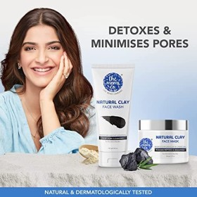The Moms Co. Nettoyant visage à largile naturelle à largile de lave marocaine et au charbon actif - Purifie, détoxifie et b