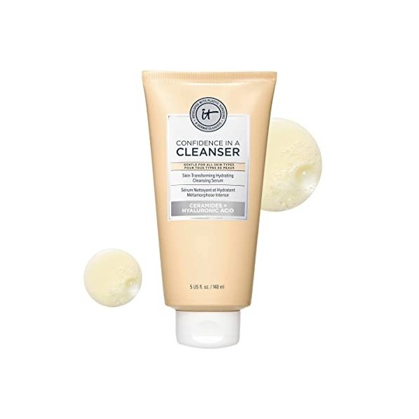 IT Cosmetics, Confidence In A Cleanser, Nettoyant Visage Hydratant, Enrichi en Céramides & Acide Hyaluronique, Pour Tous Type