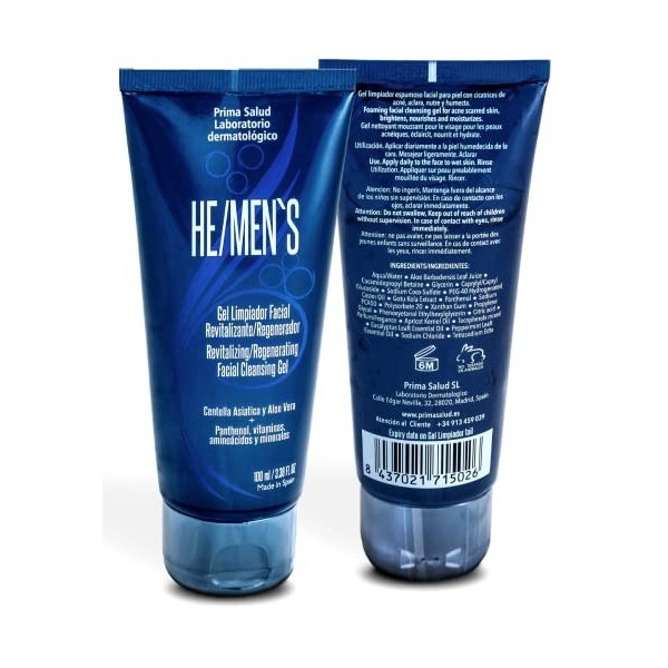 Gel nettoyant pour le visage pour hommes, peau acnéique, nettoyant pour les pores - Texture et mousse légères, douceur et hyd