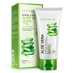 BIOAQUA Mousse Nettoyante à 92% à lAloe Vera - Rafraîchit Et Hydrate - 92% - Rétrécit Les Pores Et Contrôle Lhuile - Nettoy