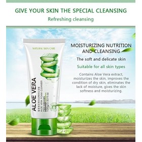 BIOAQUA Mousse Nettoyante à 92% à lAloe Vera - Rafraîchit Et Hydrate - 92% - Rétrécit Les Pores Et Contrôle Lhuile - Nettoy