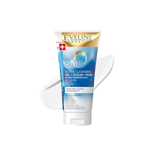 Eveline 8 en 1 Nettoyage en profondeur Gel Actif pour les imperfections Facemed + 150 ml