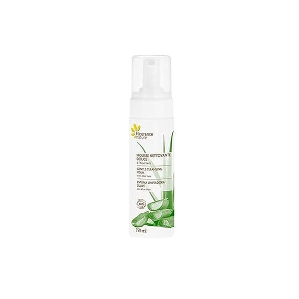 Mousse Nettoyante Douce à laloe vera, Fleurance Nature,150ml, certifié bio Cosmos Ecocert, soin visage naturel, 26149