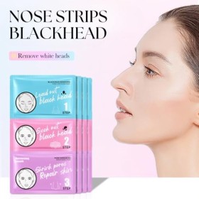 Lot de 10 bandes de nez purifiantes en 3 étapes pour comédons noirs, nettoyage en profondeur et hydratation