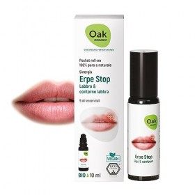 OAK ORGANIC Pour NATUREL Herpes Stop Roll-On 10 ML - Mélange de 9 Huiles Essentielles Bio & Vegan Apaisant pour lèvres et con