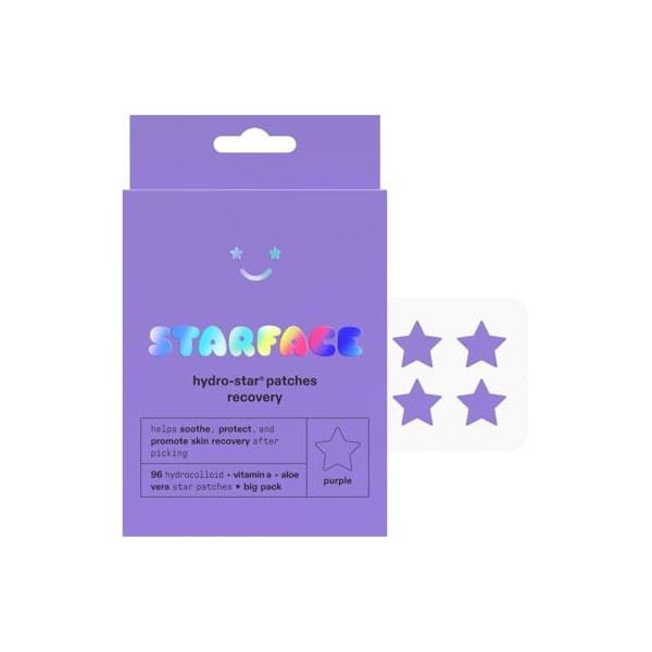 Starface Hydro-Star Recovery Lot de 96 patchs hydrocolloïdes à laloe vera et à la vitamine A, aident à apaiser et à protéger