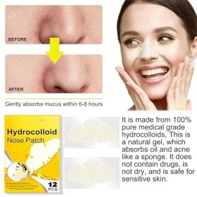 Lot de 12 bandes hydrocolloïdes pour enlever les points noirs, pour déboucher et rétrécir les pores, absorber lhuile, enleve