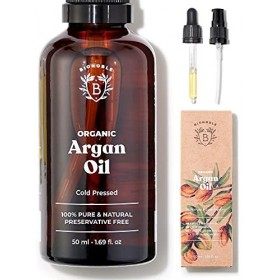 Bionoble Huile dArgan Bio 50ml - 100% Huile d Argan Pure et Pressée à Froid - Huile Argan Bio Vegan Végétale & Eau de Rose B