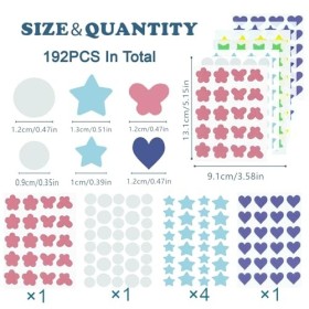 192 Pièces Invisible Patch Bouton Acne, Pe Hydrocolloïde Pimple Patch Anti Bouton De Fievre, Colorés Acne Patch Star, 5 Forme