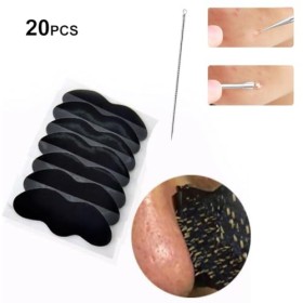 Lot de 20 bandes de retrait de points noirs, bandes de nez pour comédons, bandes de nez, bandes de pores pour comédons, bande