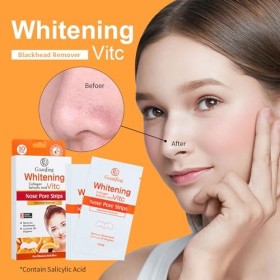 HXLYBD Lot de 10 bandes de pores de nez à la vitamine C pour comédons - Super adsorption - Nettoyage en profondeur - Pour tou