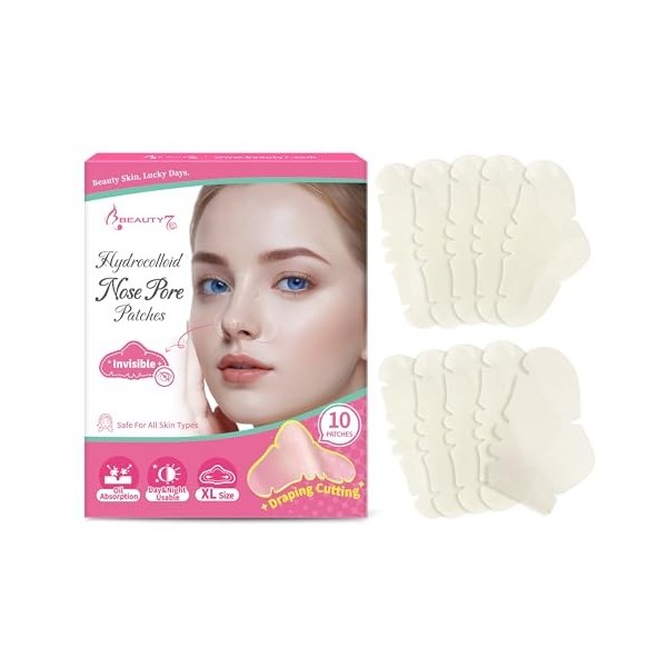 Beauty7 Hydrocolloïde Patchs Point Noir, Patchs Anti-Points Noirs pour les Pores Bandelettes délimination des points noirs N