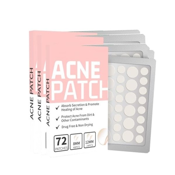 Lot de 216 patchs hydrocolloïdes ronds transparents – Patch hydratant contre lacné – Cachent et protègent les zones dacné –