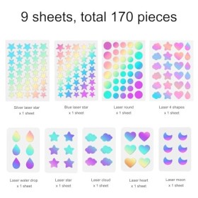 Lot de 170 patchs holographiques pour boutons dacné, 6 formes de boutons dacné, autocollants à boutons dacné, autocollants