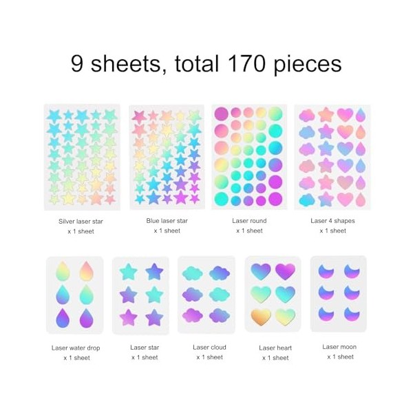 Lot de 170 patchs holographiques pour boutons dacné, 6 formes de boutons dacné, autocollants à boutons dacné, autocollants