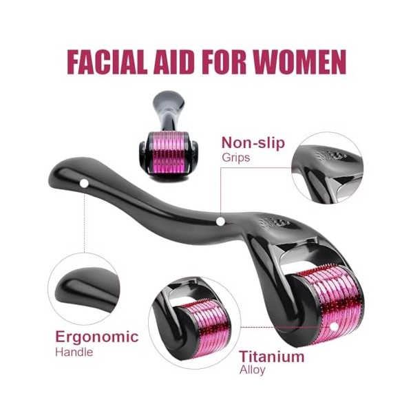 Rouleau Derma, Dermaroller Cheveux 0,5mm, Roller Micro Aiguille Anti-âge Derma roller Visage-Roller Cheveux Repousse-Rouleau 