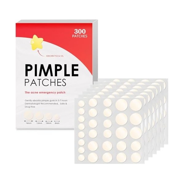 Lot de 300 patchs à boutons à lacide salicylique hydrocolloïde pour traitement des imperfections à lhuile darbre à thé, an