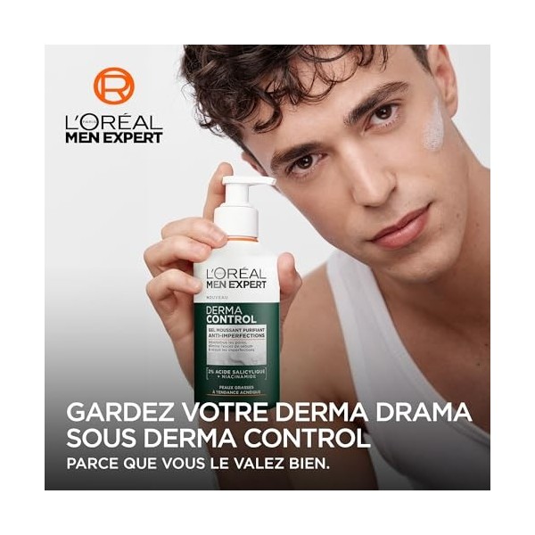 LOréal Men Expert - Gel Moussant Purifiant Anti-Imperfections - Nettoyant - Désobstrue les Pores et Réduit les Imperfections