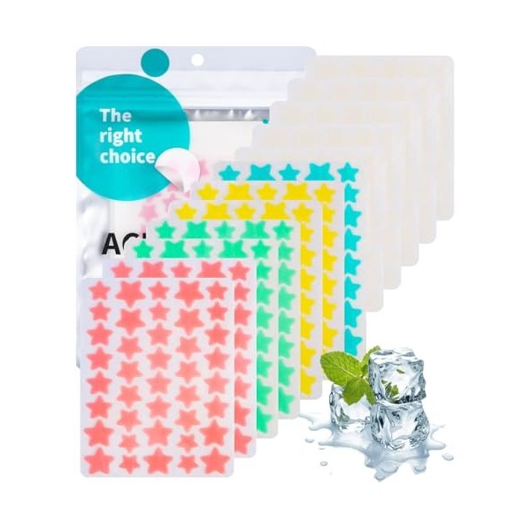 430PCS Patch Boutons Acne,Patch Acne Pimple Anti Acné Étoile Imperméable Autocollants Hydrocolloïde,Traitement Naturel Anti-B