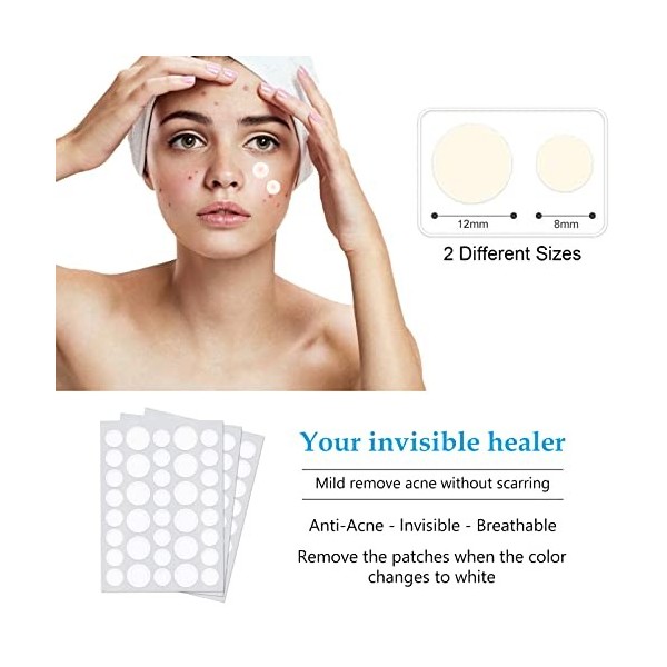 Patch Anti-Acné, Acné Pimple Patch, Patch Anti-Acné Absorbant Bouton, 216 Pièces Patch Couverture Absorbante Pour Bouton Dac