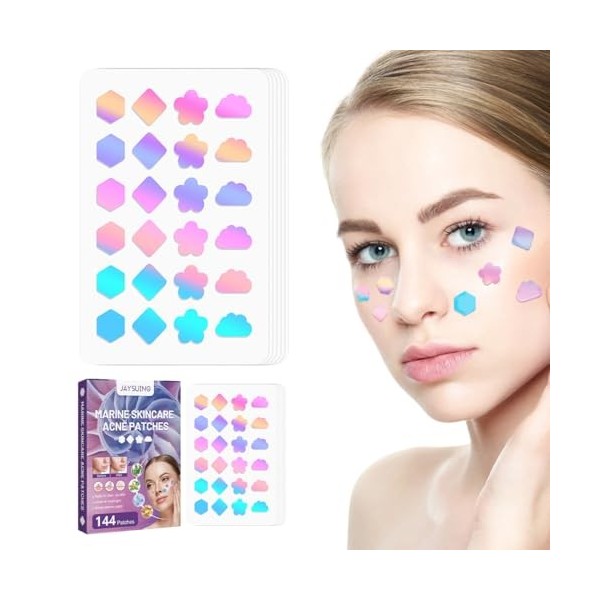 CPJJ 144 pièces de pimple patch star colorés, pimple patch à utiliser pour réparer les taches dacné et éclaircir les imperfe