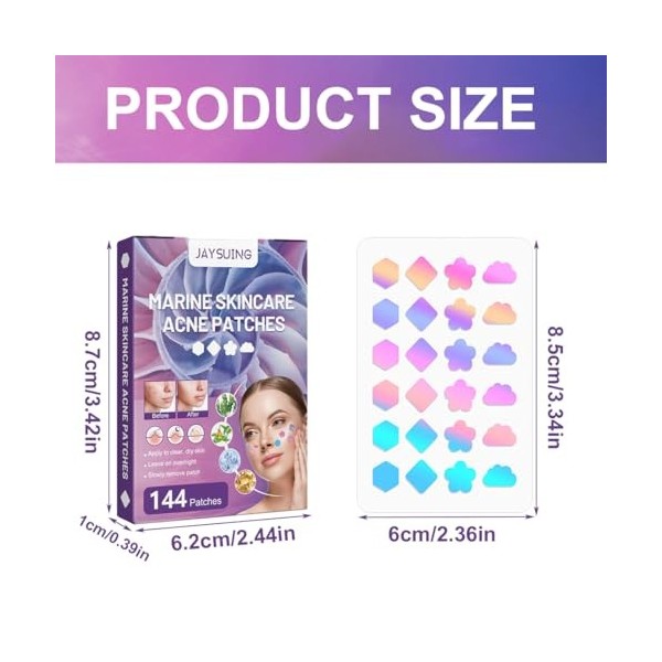 CPJJ 144 pièces de pimple patch star colorés, pimple patch à utiliser pour réparer les taches dacné et éclaircir les imperfe