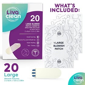 LivaClean 20CT Large Hydrocolloid Acne Patches - For Pore Spots Nose Face Cystic Pimple Zit Patch - Big Pimple Patches Hydroc