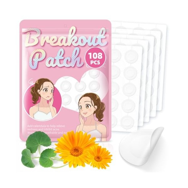 Patch Bouton 108PCS, Pimple Patch Invisible, Patch Bouton Acne Hydrocolloïdal, Patch Anti Bouton Imperméable Utilisation jour