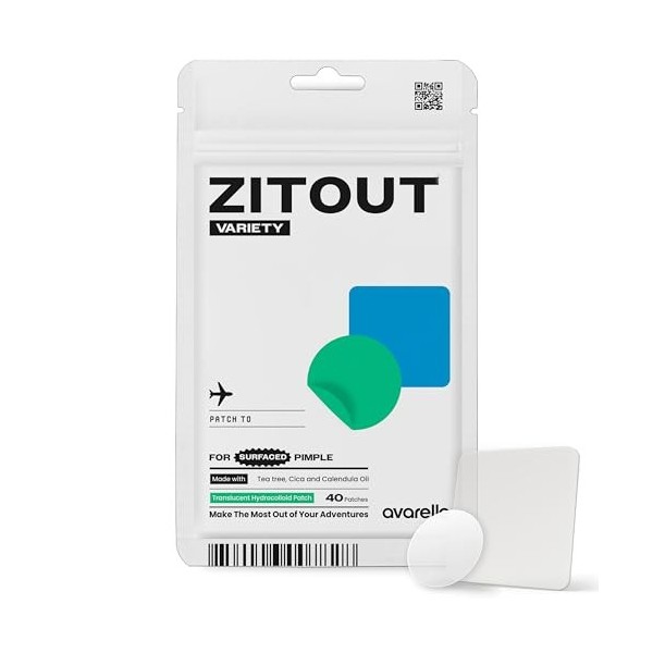 AVARELLE Patch pour boutons dacné 40 unités Traitement hydrocolloïde absorbant avec huile darbre à thé, huile de calendul