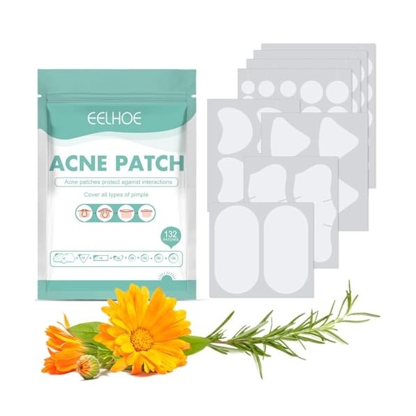 NJCXOLA 132 Pièces Pimple Patches, Patch Bouton, Invisible Imperméable Absorption Anti Bouton Peut Se Débarrasser LAcné Rapi