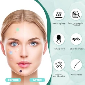 Pimple Patches 397 pièces, Patch Bouton Invisible Naturel Hydrocolloïde Acné Patch utilisation de jour et de nuit, 2 en 1, Av