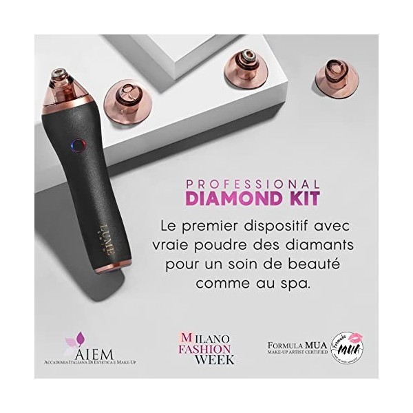 Lume Skin Diamond Pro, Exfoliation du Visage Avec Poudre de Diamant, Aspirateur Points Noirs Professionnel, Élimination Coméd