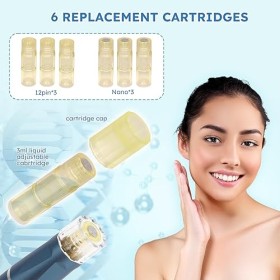 PELCAS Microneedling Pen avec Applicateur de Sérum Automatique, Dermapen Professionnel M7 avec 6 Aiguilles et 6 Vitesses pour