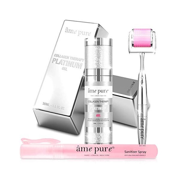 âme pure® CIT Face Dermaroller PLATINUM KIT Dermaroller 0.5mm + Collagen Therapy Gel + Disinfectant 