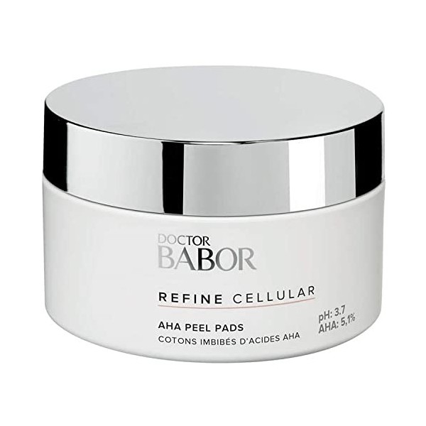 DOCTOR BABOR Cotons exfoliants imbibés d’AHA pour les peaux ternes et à gros pores, exfoliant à l’acide de fruit pour le visa