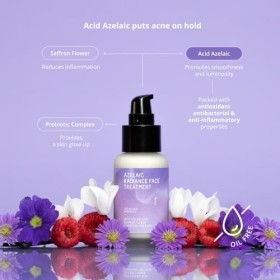 Freshly Cosmetics Soin pour les peaux acnéiques et réactives, 100% naturel Azelaic Radiance Face Serum, 50ml
