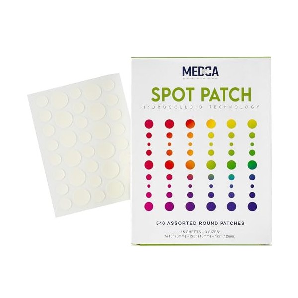 Patchs contre lacné pour le visage - Pansements hydrocolloïdes 540 unités Patchs contre les boutons en 3 tailles universel