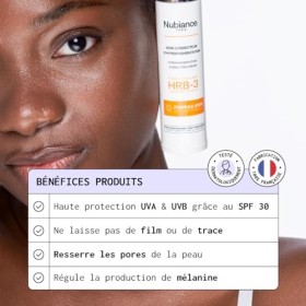 NUBIANCE - Crème Visage Éclaircissante Anti-Taches HRB-3 - SPF 30 - Protection Solaire & Correcteur dHyperpigmentation - Pea