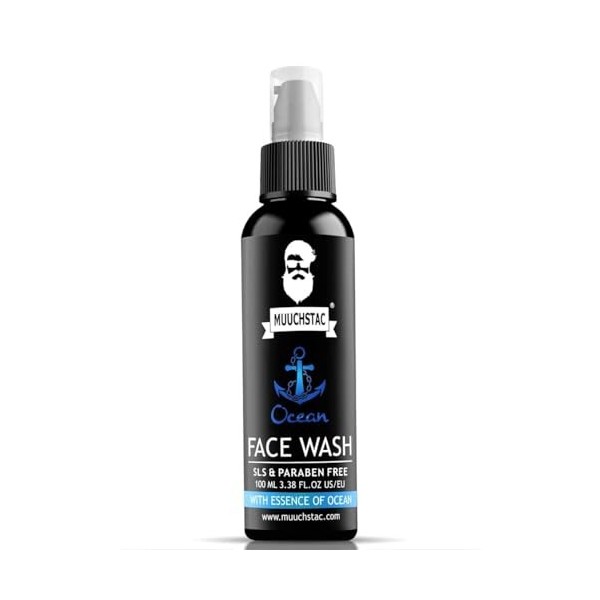 Men’s Ocean Face Wash, Anti Acne & Pimple, 12 hrs Moisturizes, All Skin Types, Skin Brightening, No SLS, Silicone and Paraben