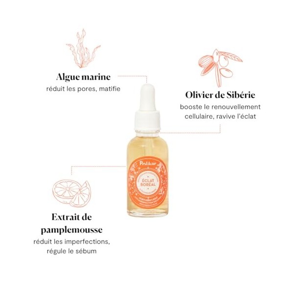 Polåar - Solution Anti-Imperfections Eclat Boréal à lOlivier de Sibérie - Réduit boutons et points noirs, Matifie, Booste l