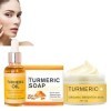 Turmeric Crème Au Curcuma + Huile Au Curcuma + Savon Au Curcuma,Kit De Soin De La Peau Au Curcuma 3 En 1,Trio De Soins Au Cur