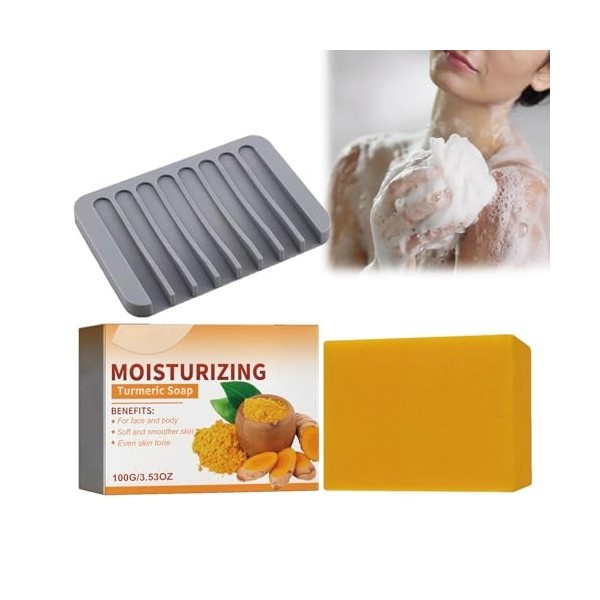 Savon au Curcuma Savon Exfoliant Au Curcuma, Savon Naturel éclaircissant Turmeric Soap Savon au Curcuma Contre les Taches pou