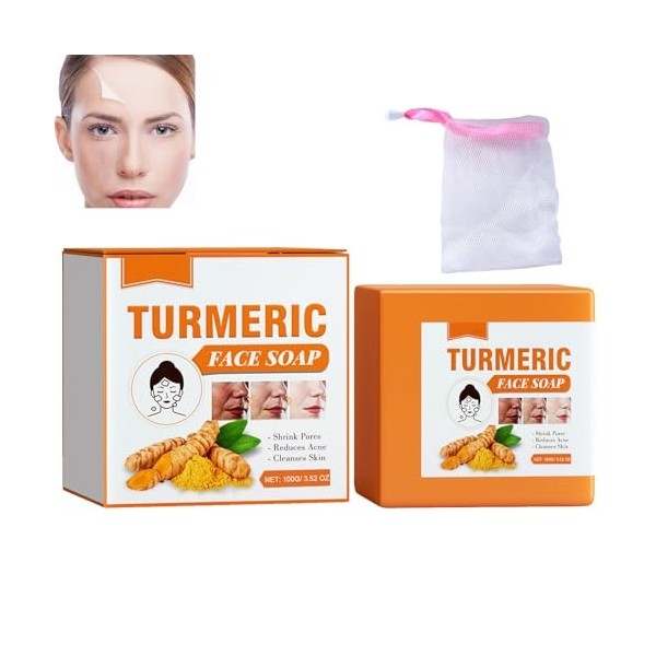 Savon Curcuma,Savon Curcuma Visage,Savon pour Visage au Curcuma,Barre de Savon Exfoliante au Curcuma,Anti Taches Savon Curcum