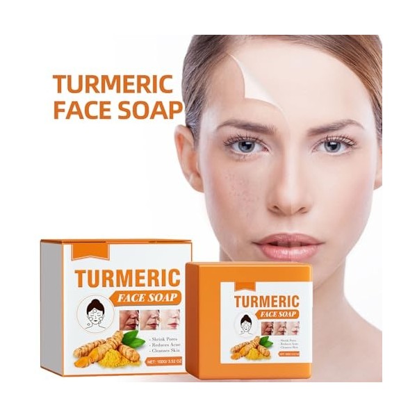 Savon Curcuma,Savon Curcuma Visage,Savon pour Visage au Curcuma,Barre de Savon Exfoliante au Curcuma,Anti Taches Savon Curcum