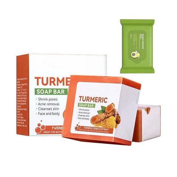 Barre Savon au Curcuma,Savon Curcuma,Urmeric Soap,Savon Curcuma Visage et Corps,Savon au Curcuma Nettoyage de la Peau du Visa
