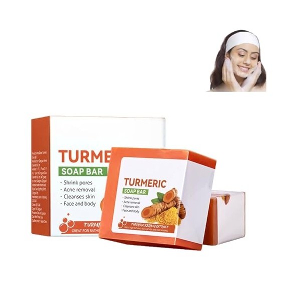 Savon Curcuma,Barre Savon au Curcuma,Savon Curcuma Visage et Corps,Turmeric Soap,Anti Taches Savon Curcum,Savon Naturel au Cu